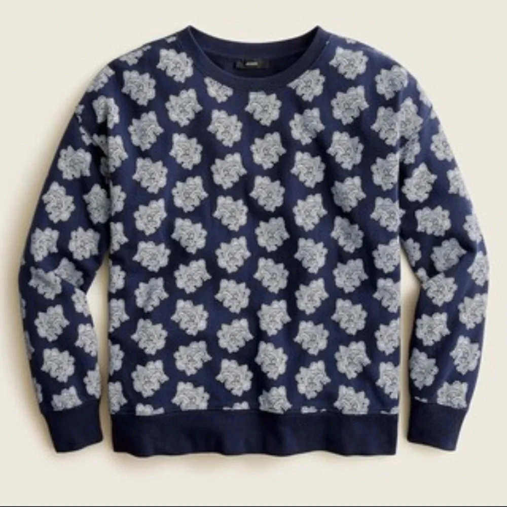 NWT J.‎ Crew University Terry Paisley Crewneck Sweatshirt